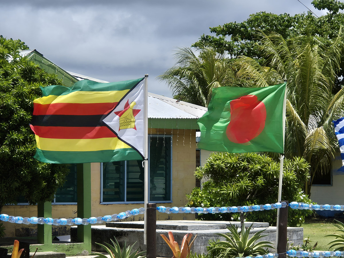 Zimbabwe flag flies at Mutiatele village, Samoa during CHOGM 2024